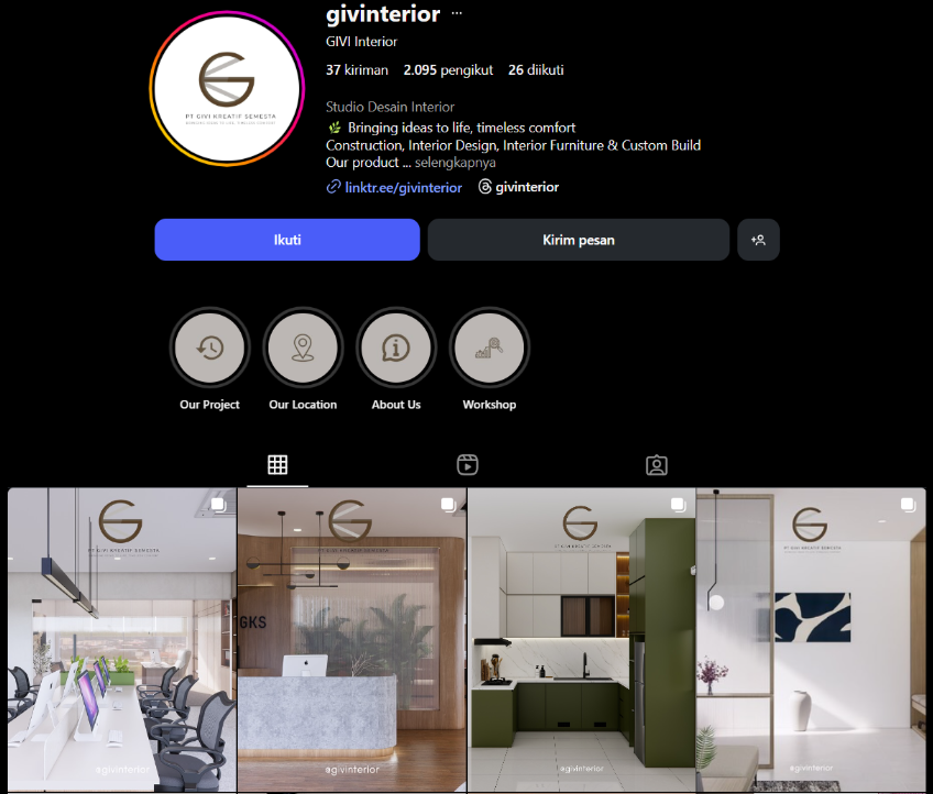 Portfolio Social Media Management Instagram – GIVI Interior - GIVI Interior