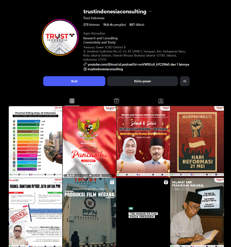 Portfolio Social Media Management Instagram – Trust Indonesia Consulting - Trust Indonesia Consulting